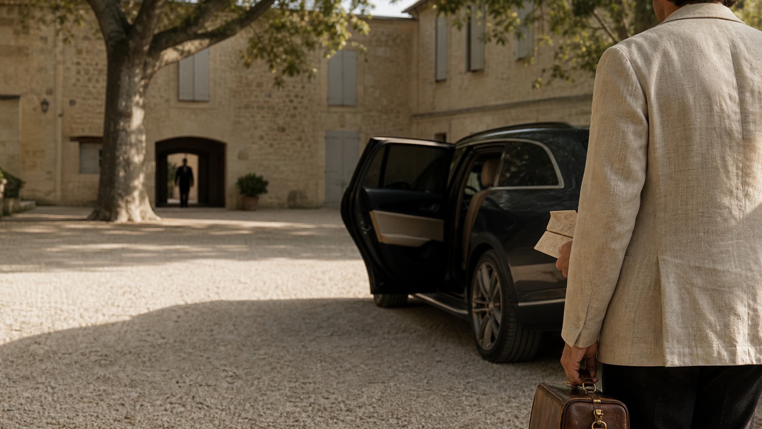 A private arrival at a wine estate arranged for Prestige Vin travelers