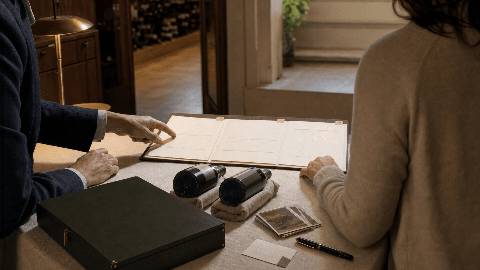 A wine collection being inventoried and assessed for an estate